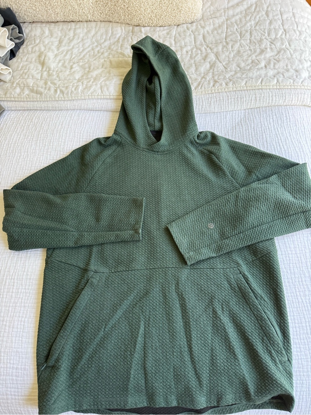 Men's Lululemon At Ease Green Hooded Pullover Sweatshirt Medium